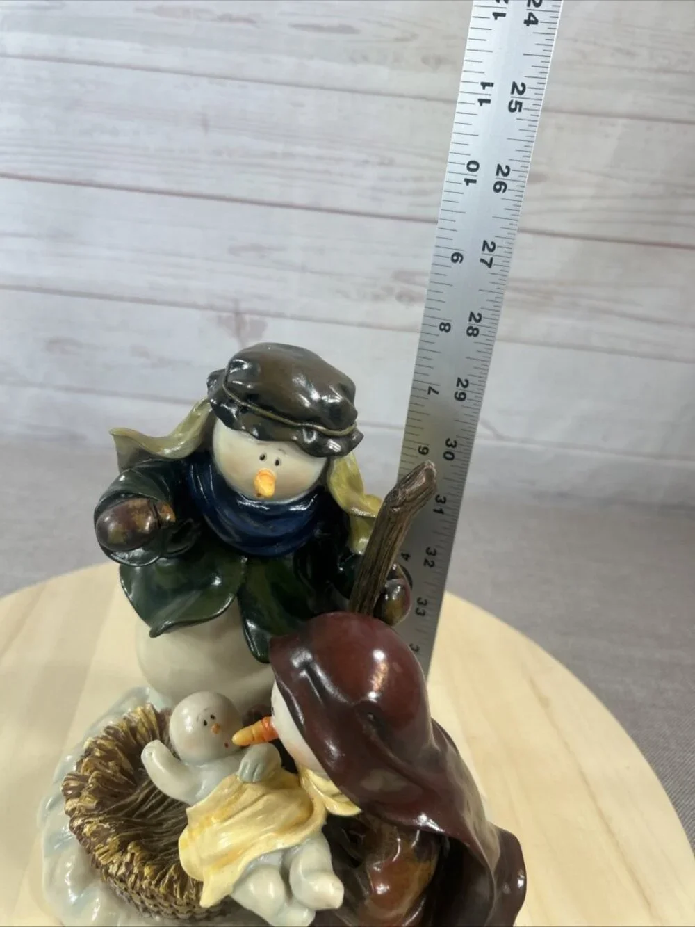 Vintage Snowman Resin Figurine Nativity Scene Winter Christmas Decor 7” X 7”